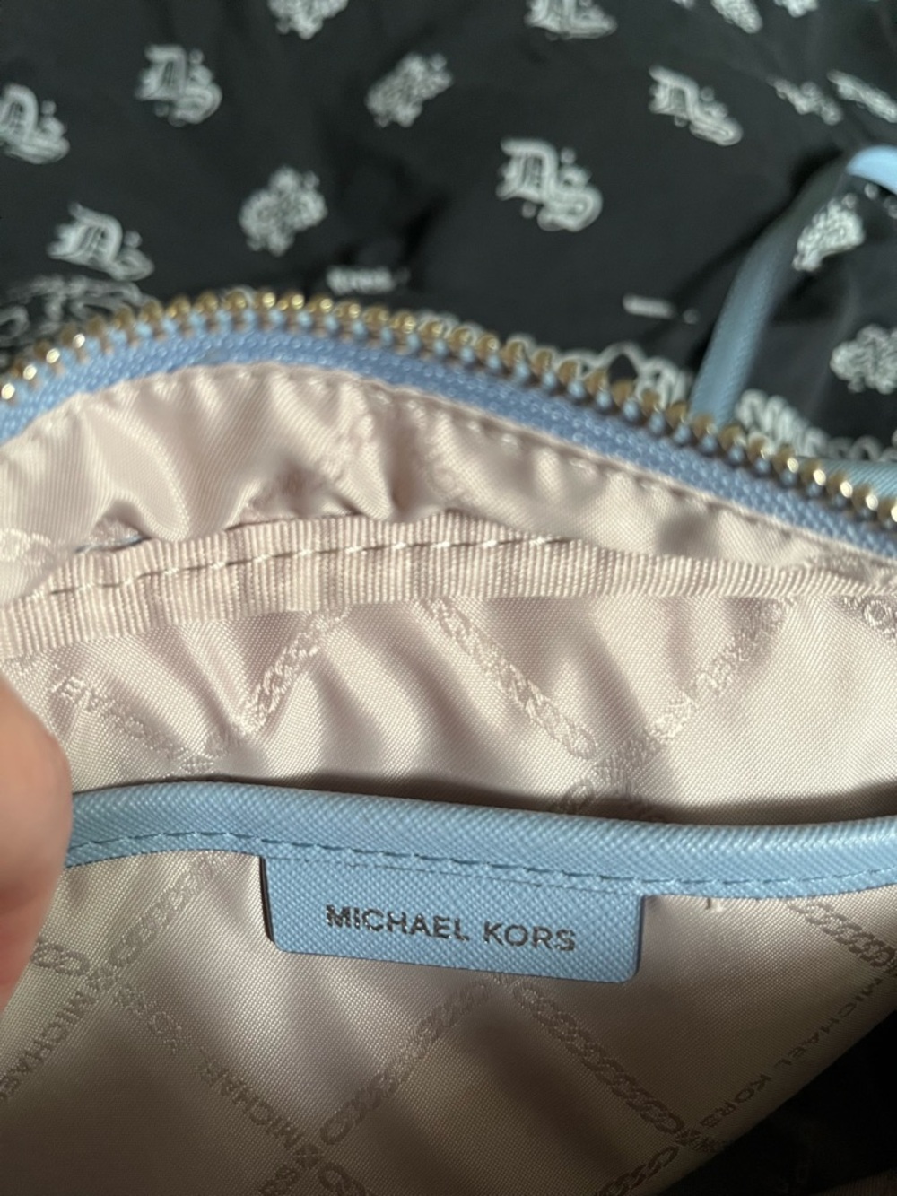 Michael Kors Pale Blue Leather Crossbody with Front Zip - Picture 3 of 4